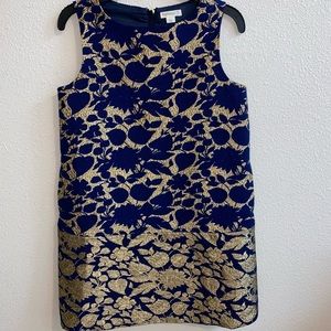 NWOT! Girls blue+gold embroidered dress size 10